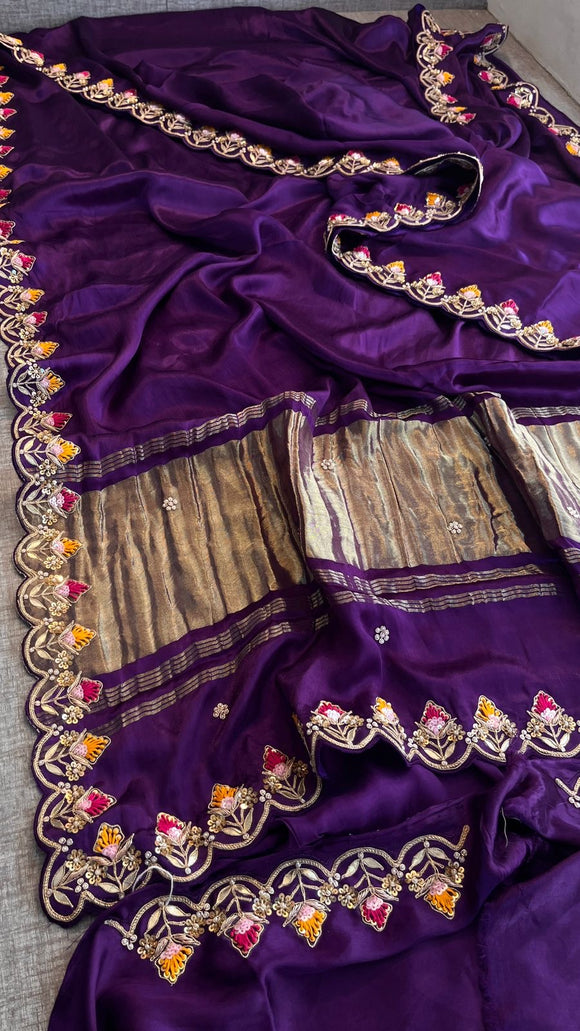 Purple Gajji Silk Saree Luxury Silk Saree blouse