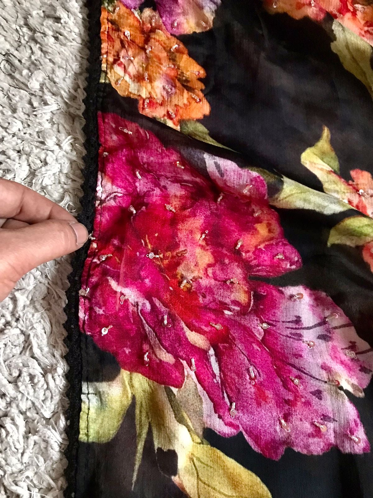 Floral saree black saree Partywear sari blouse women clothing Saffronfashionindia