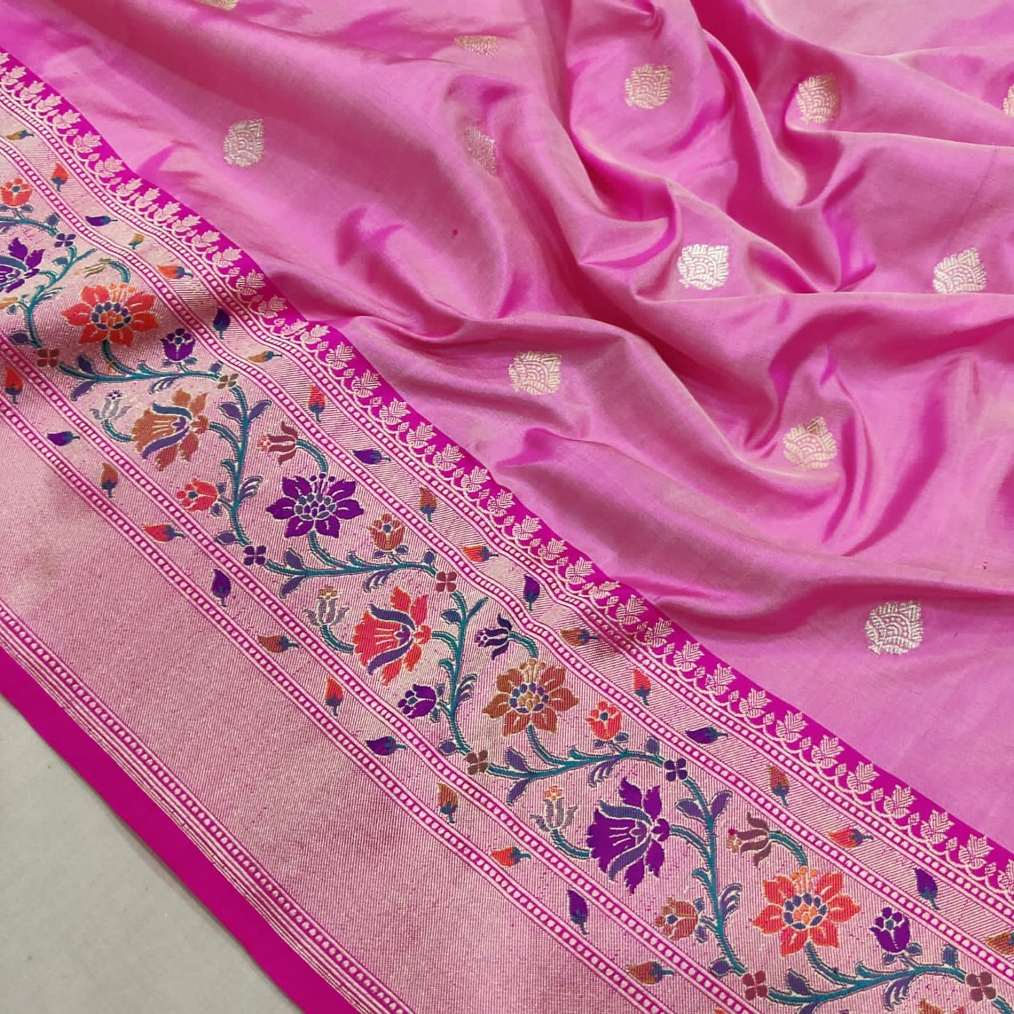 Paithani inspired Katan silk handwoven saree - Saffronfashionindia