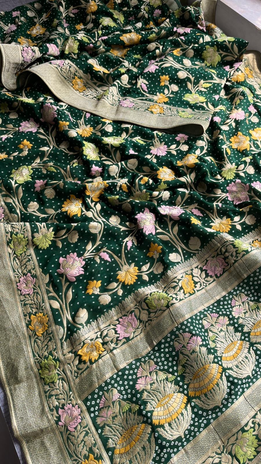 Muvish Khaddi Gorgette saree Indian sarees - Saffronfashionindia