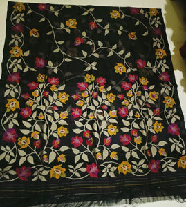 Black beauty Jamdani saree floral Tantuj sarees