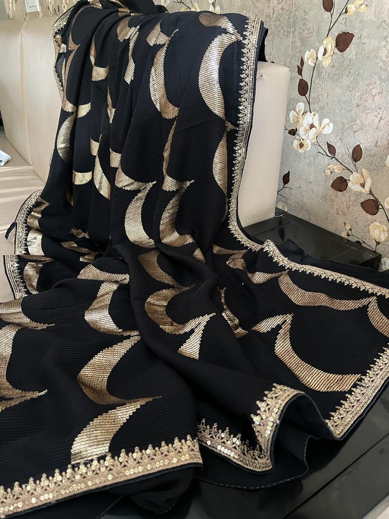 Guvisha Gorgette sequence saree partywear sari - Saffronfashionindia