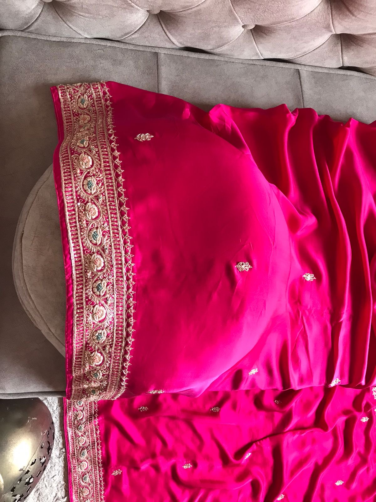 Pink satin Preety saree beautiful saree - Saffronfashionindia