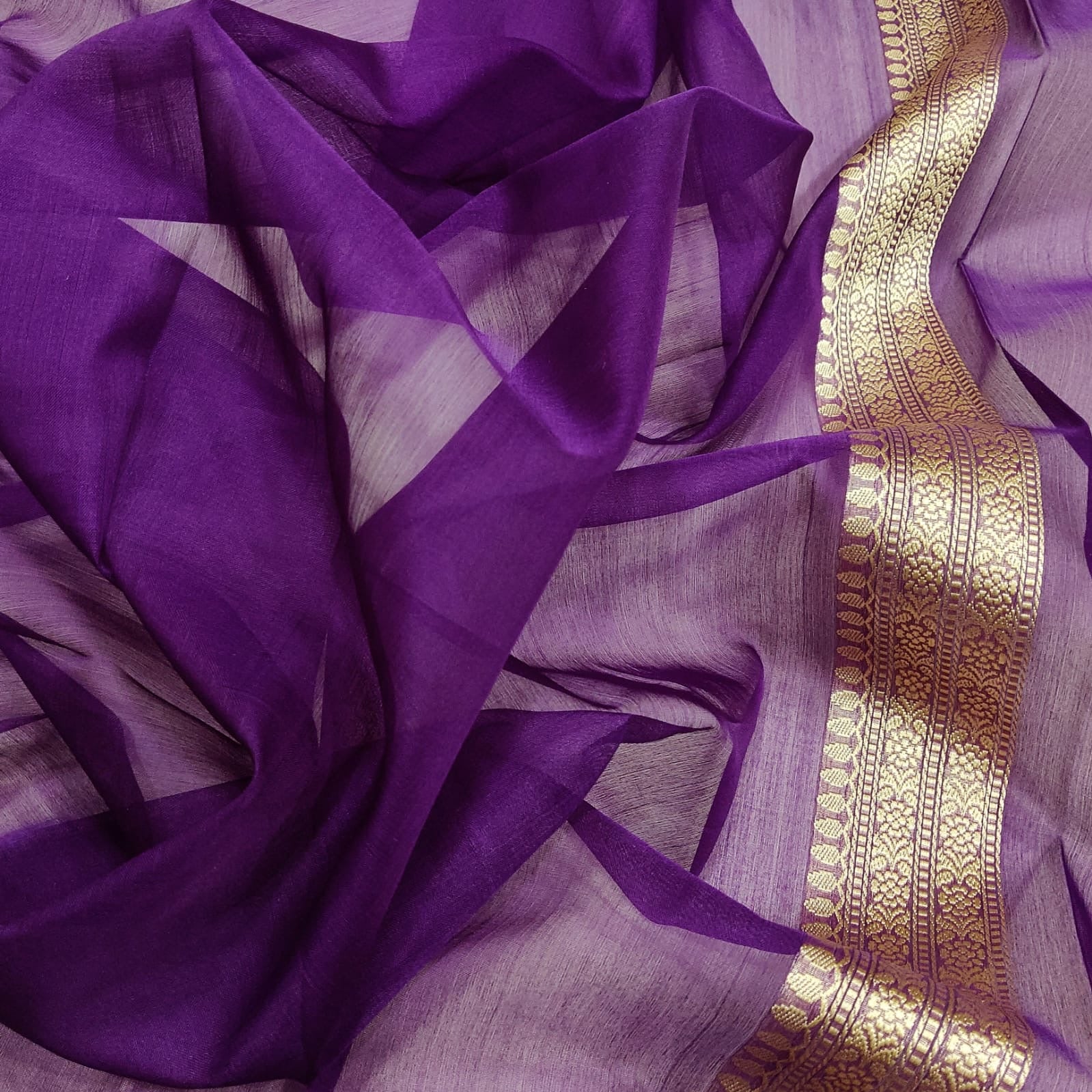 Paisley inspired lavender kora zari saree - Saffronfashionindia