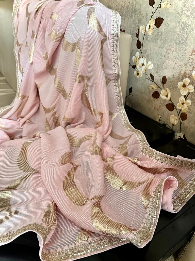 Guvisha Gorgette sequence saree partywear sari - Saffronfashionindia