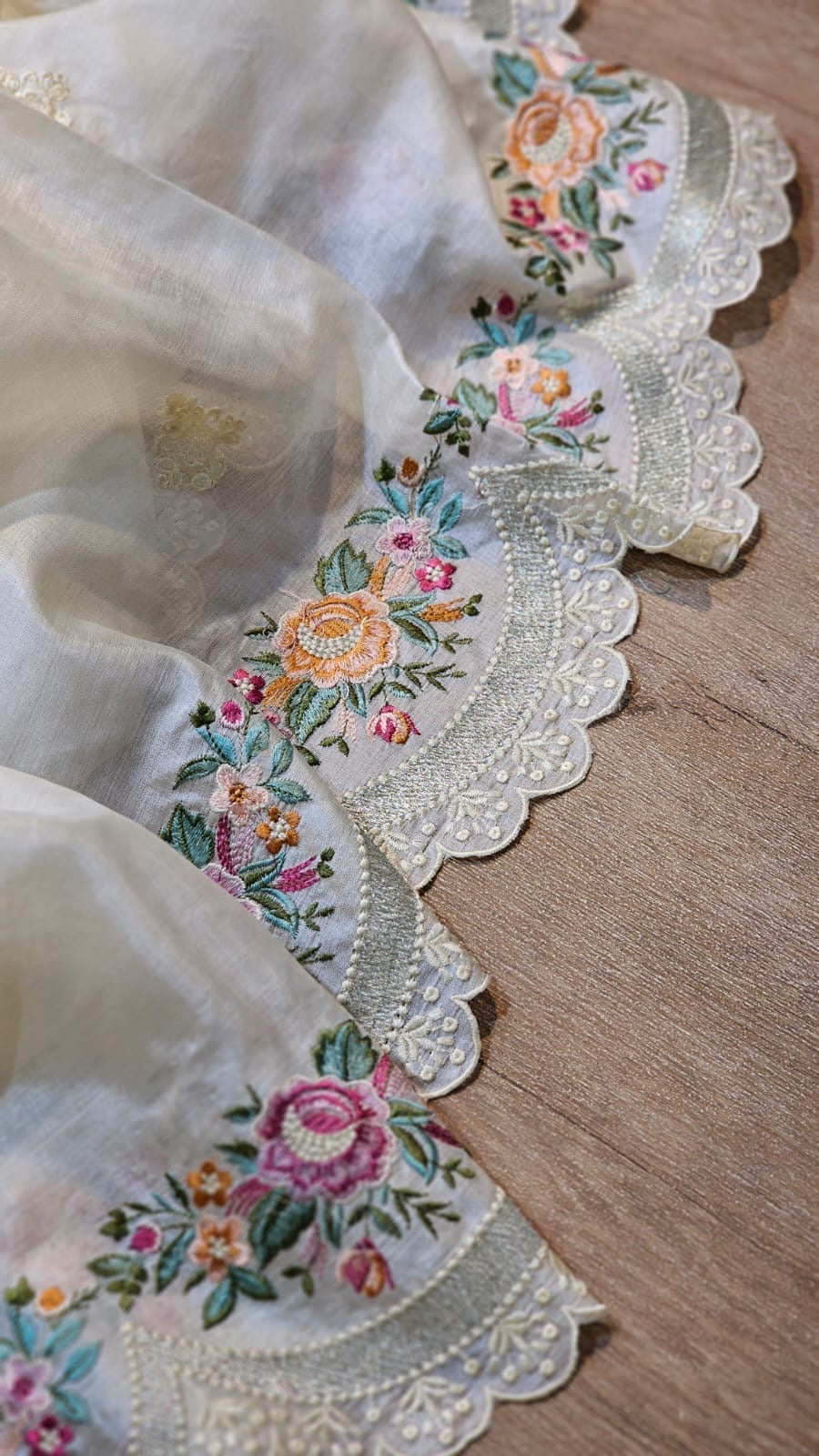 Rovish silk saree tussar silk saree embroidery saree blouse Saffronfashionindia