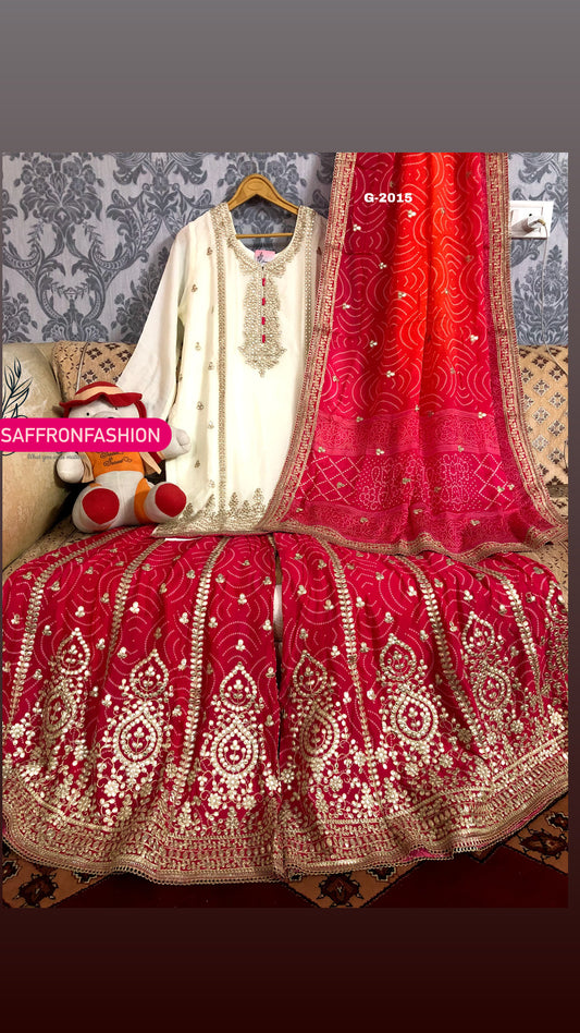 Gottapatti sharara dress Pakistani dress Indian sharara suit - Saffronfashionindia