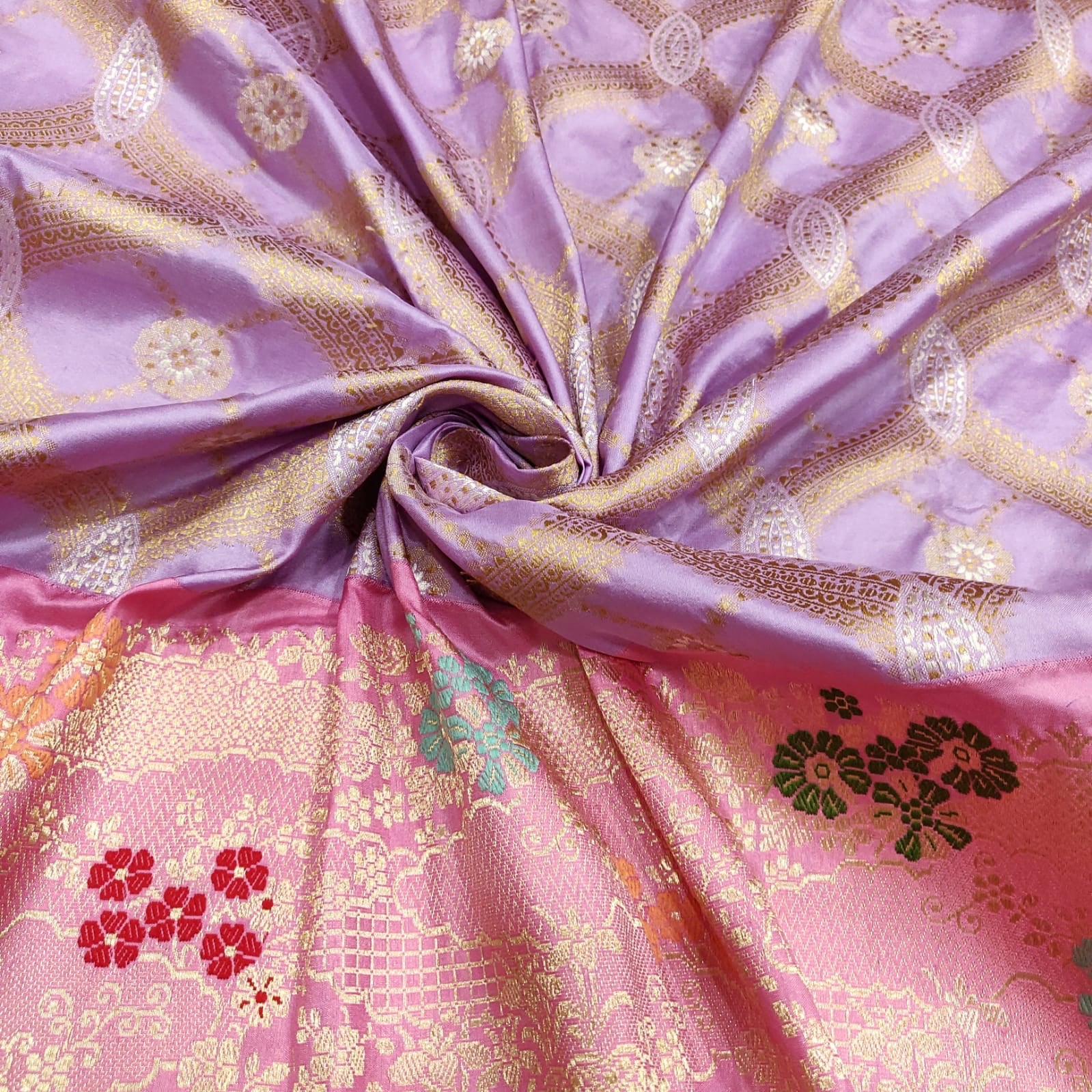 Lavender kora handwoven zari saree - Saffronfashionindia