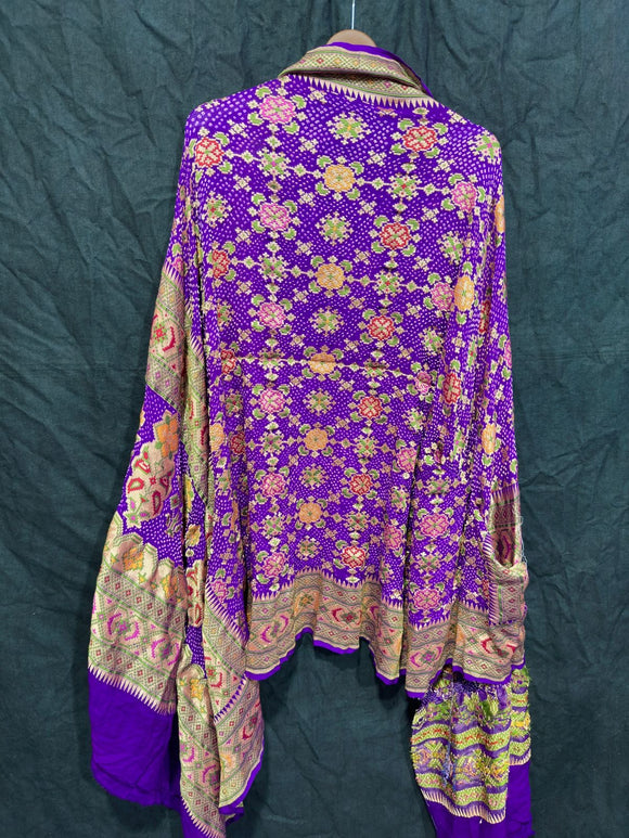 Purple Banarsi dupatta bandhani dupatta Indian dupatta