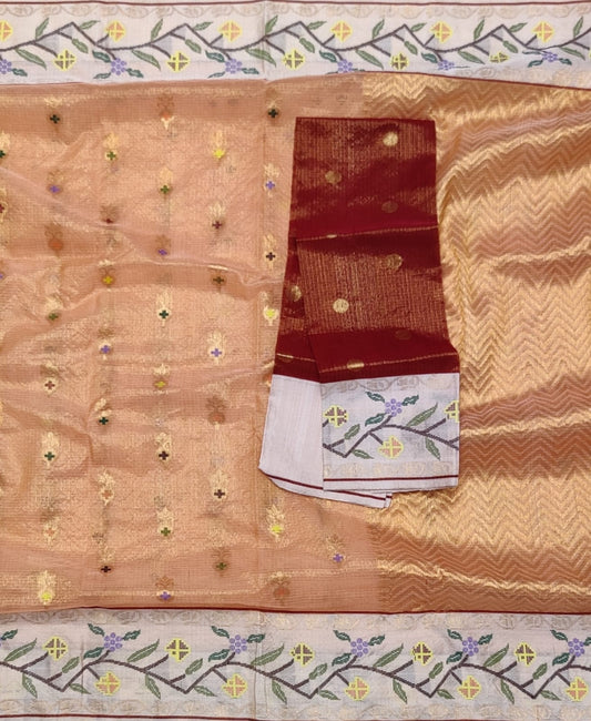 Peachin zari kota saree traditional sarees - Saffronfashionindia