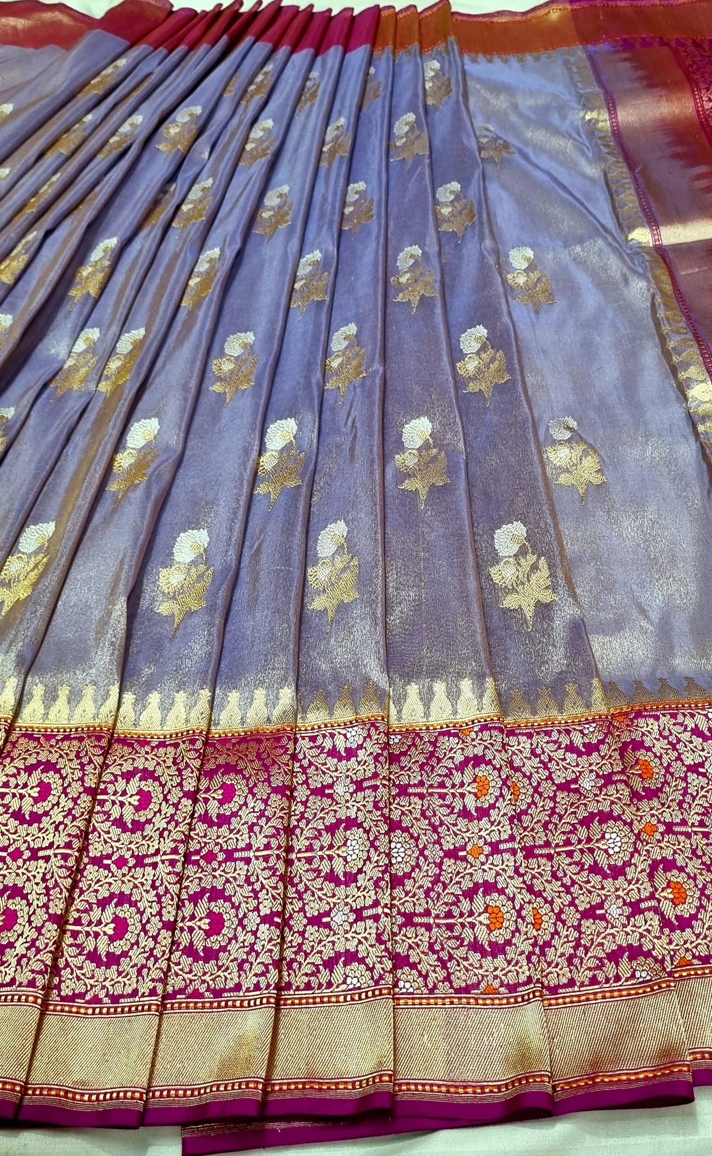 Ramzaan inspired pure banarsi handwoven tissue kadwa saree - Saffronfashionindia