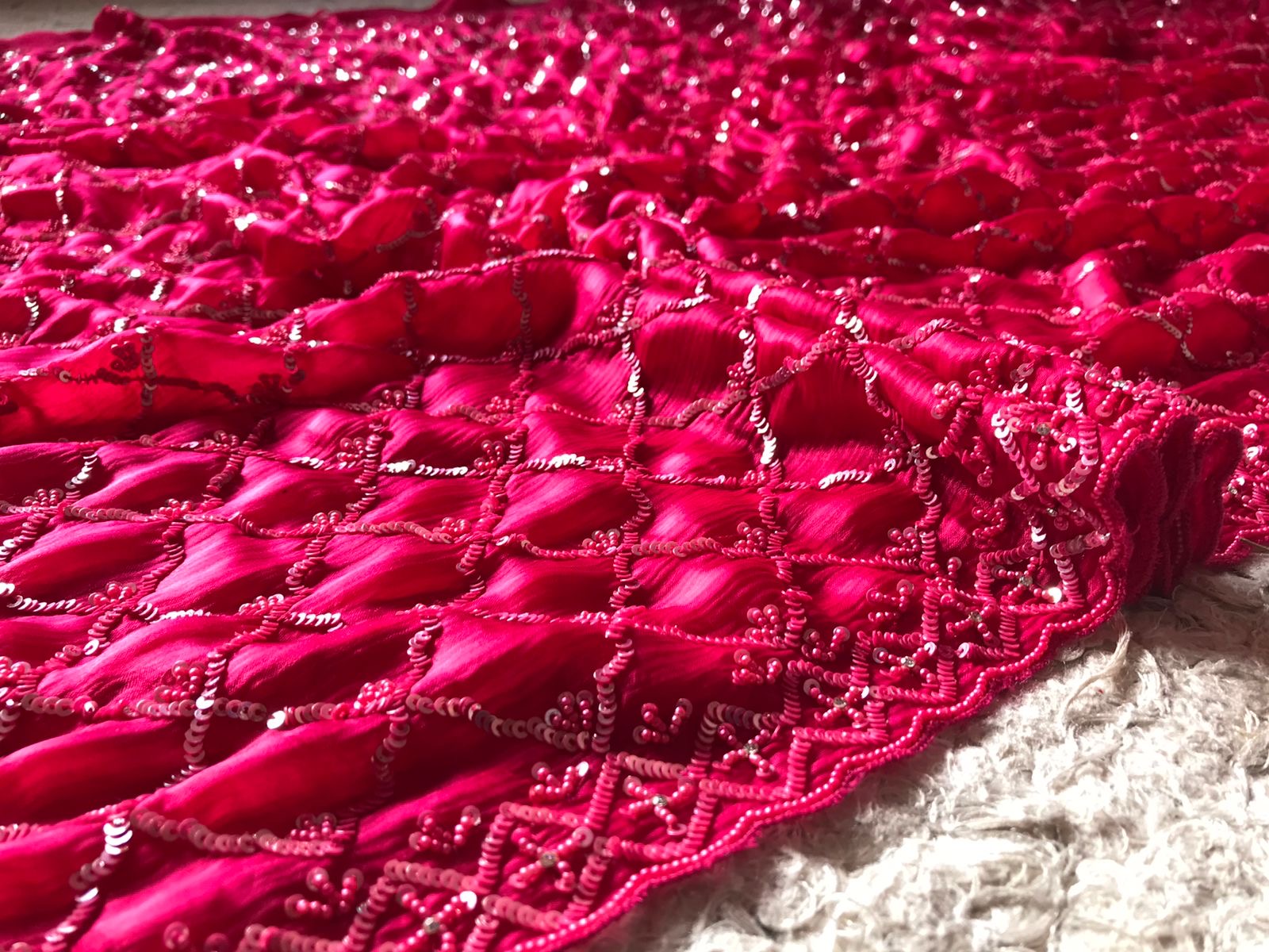 Pink Satin Dilk Saree Luxury Sequins Sari - Saffronfashionindia