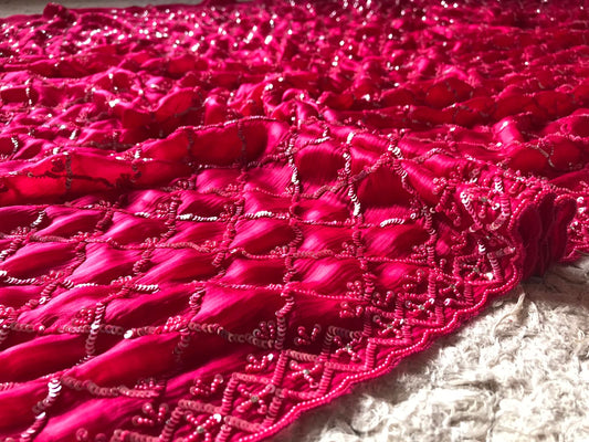 Pink Satin Dilk Saree Luxury Sequins Sari - Saffronfashionindia