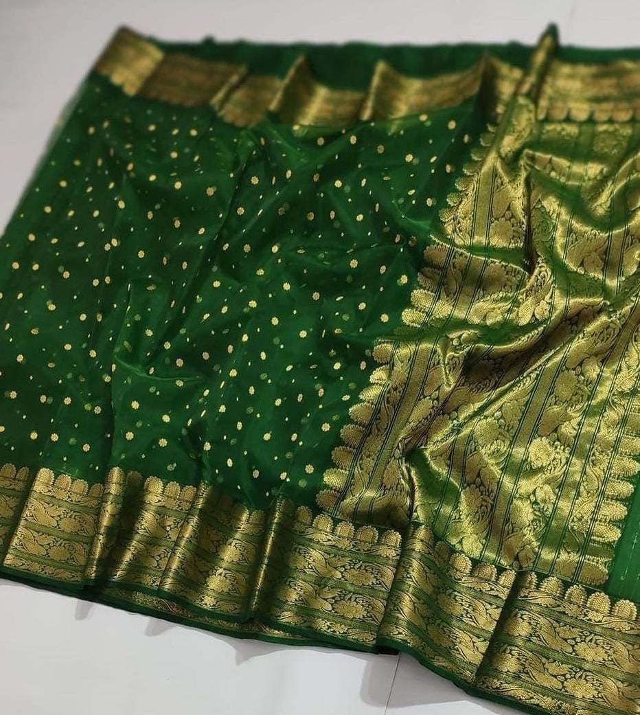 Lamba green Chanderi saree indian sarees - Saffronfashionindia