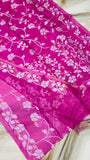 Rani pink muslin Jamdani saree Tantuj sarees