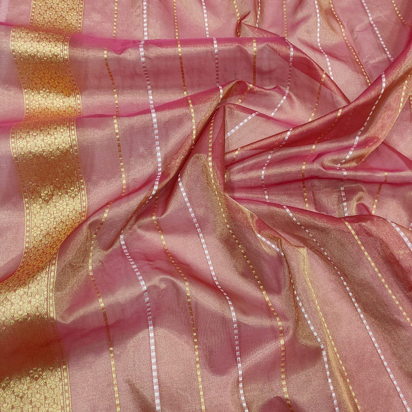 Razi tissue handwoven kadwa saree - Saffronfashionindia