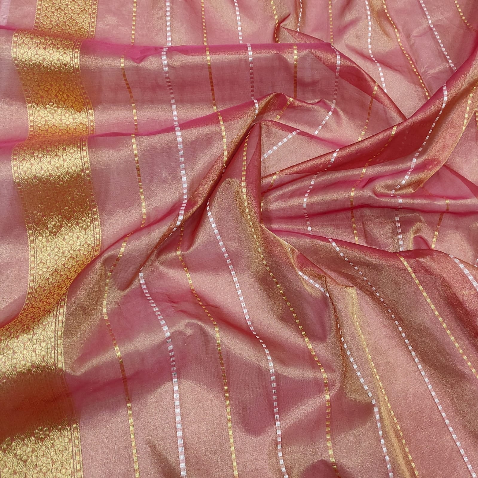 Razi tissue handwoven kadwa saree - Saffronfashionindia