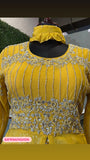 Yellow Partywear gown reception dress