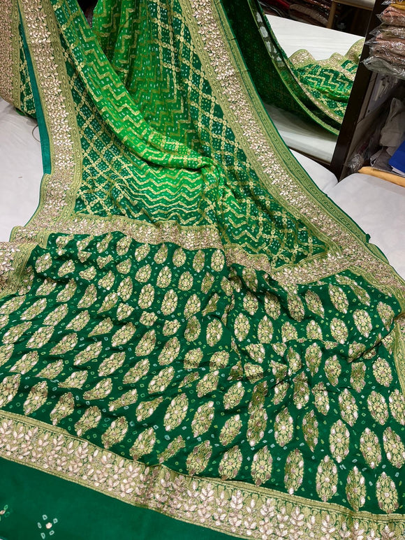 Gottapatti bandhej saree Indian traditional zardosi sarees