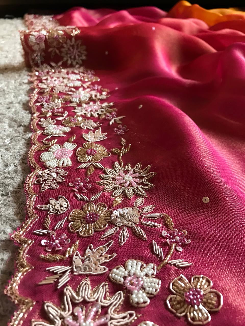 Banarsi tissue saree Organza saree Indian sari blouse - Saffronfashionindia