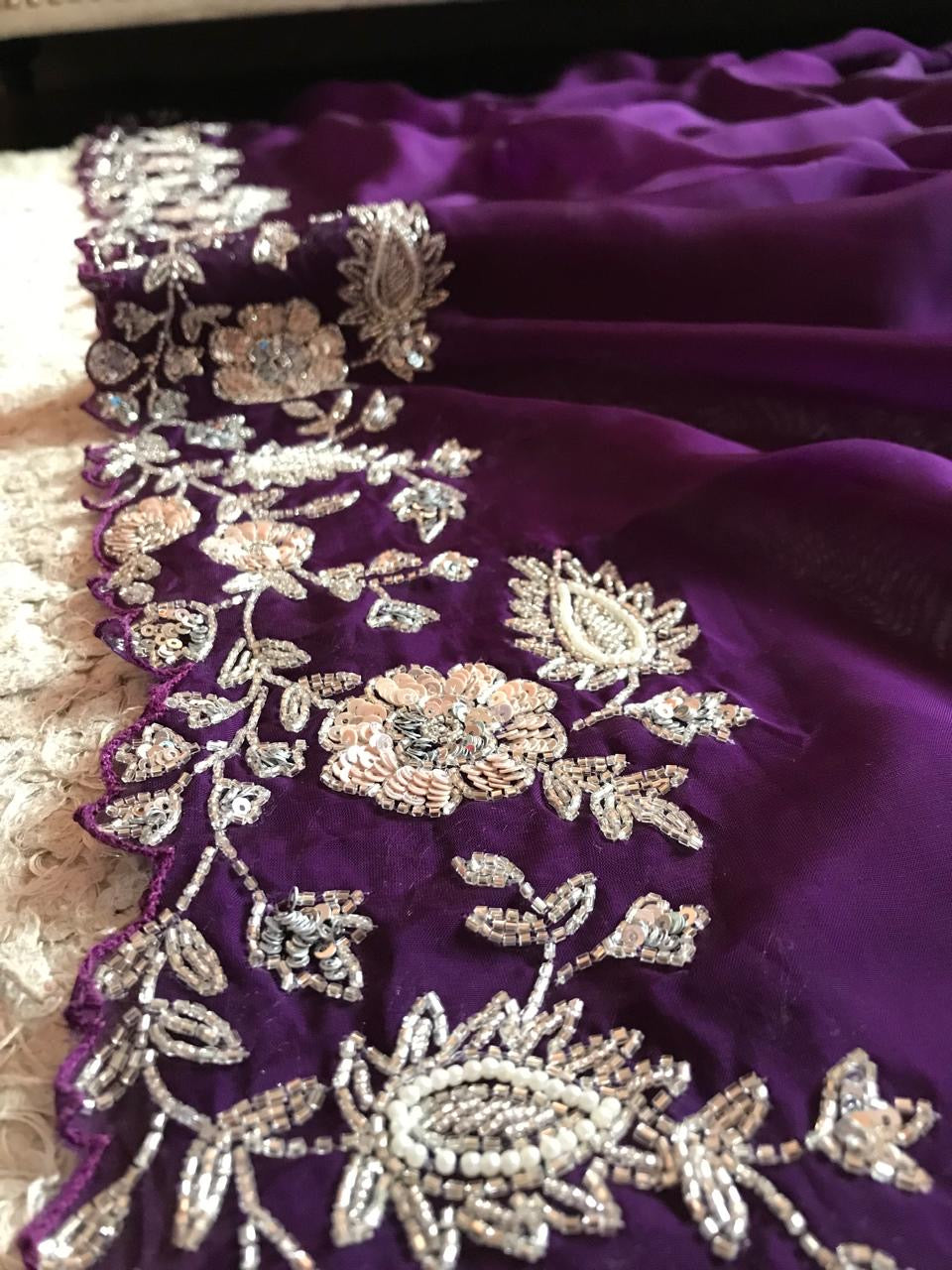 Purple premium organza saree luxury sarees - Saffronfashionindia