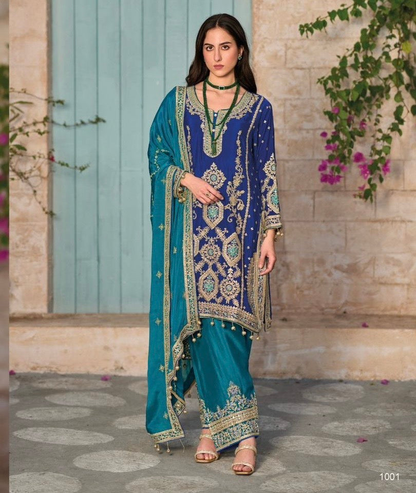 Readymade dress Chinon Embroidery Partywear Pakistani Indian women dresses - Saffronfashionindia