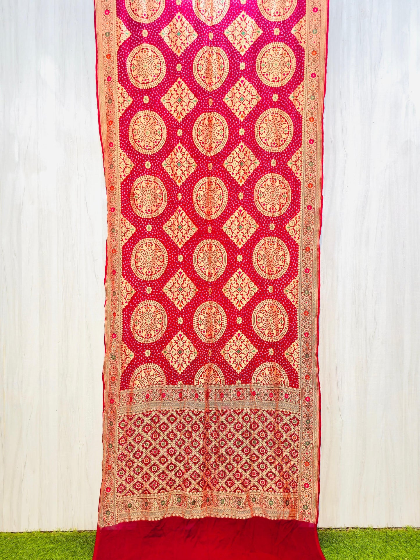 Avisha gorgette saree meenakari saree Indian sari blouse Saffronfashionindia