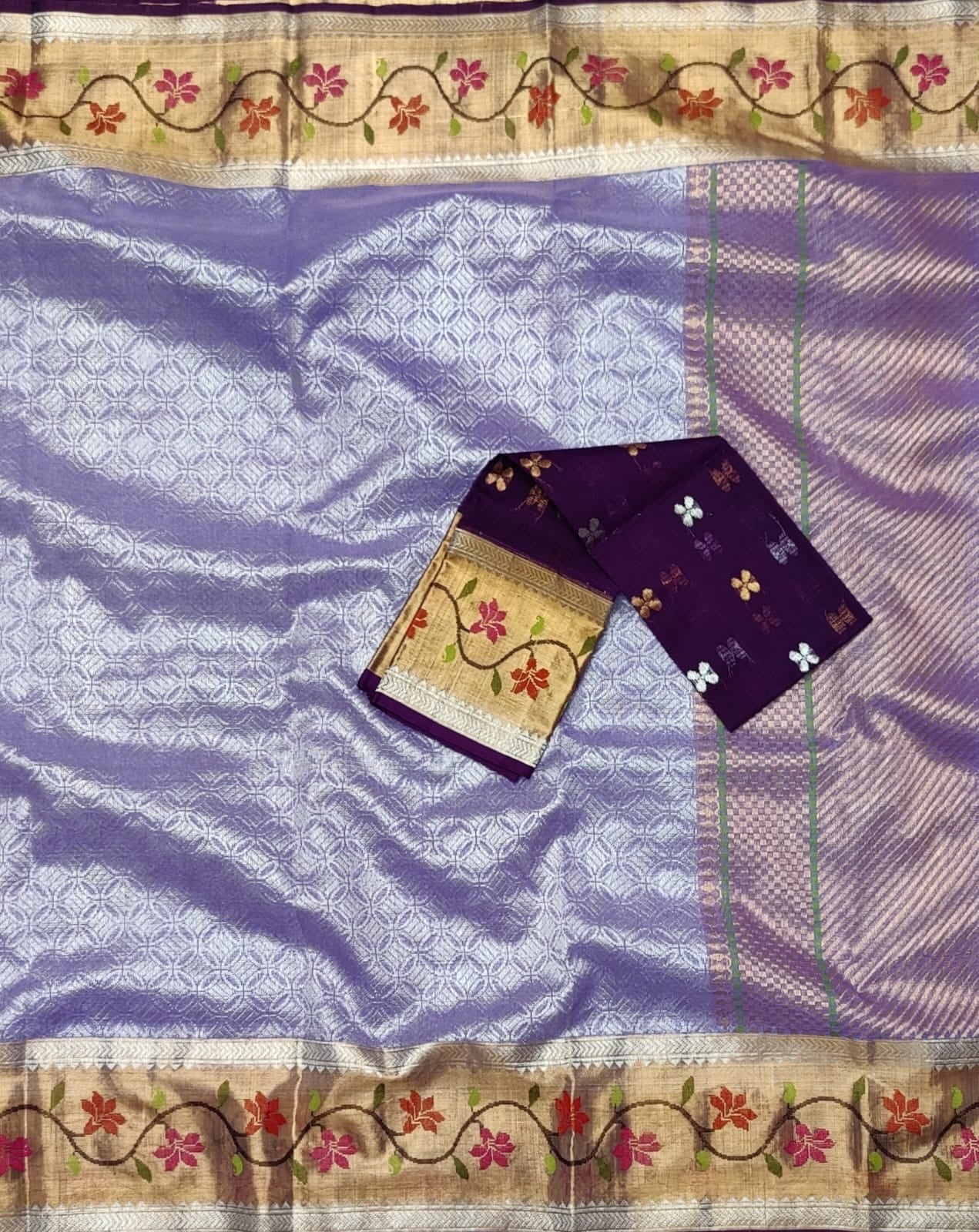 Jamawar zari lavender kota sarees - Saffronfashionindia