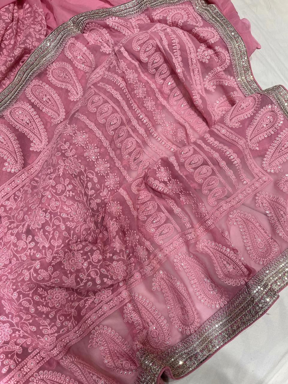 Ramaina Gorgette saree bridesmaid saree Indian sarees - Saffronfashionindia