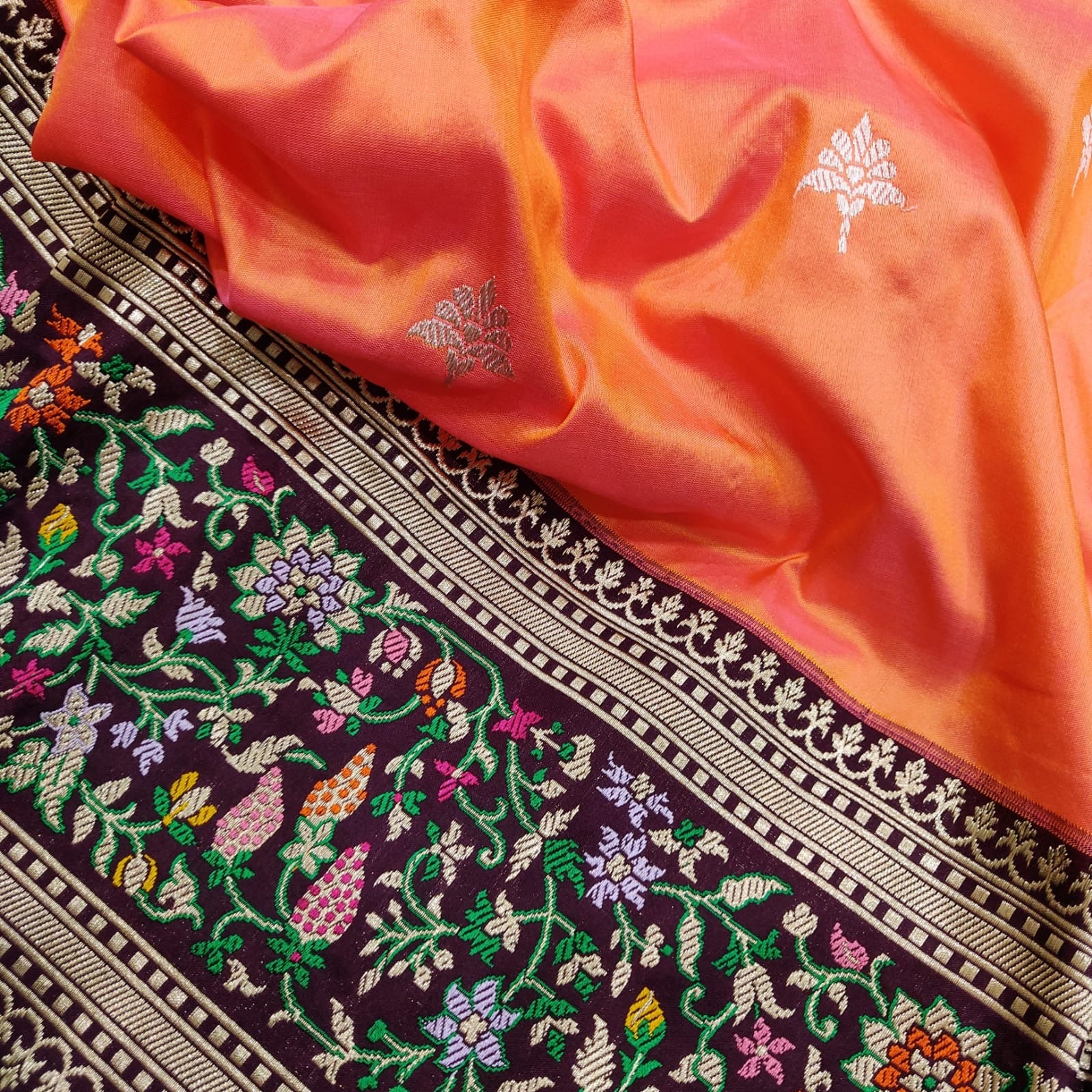 Zari katan handwoven kadwa saree silk sarees - Saffronfashionindia