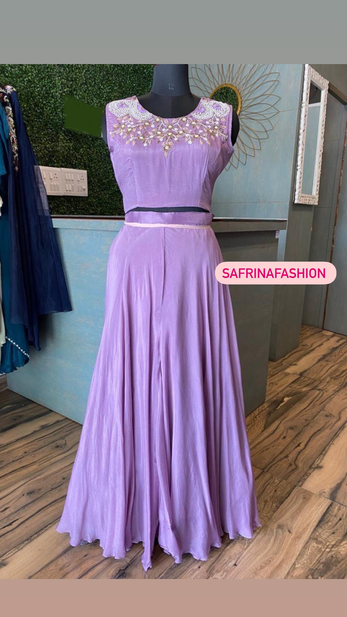 Lavender beautiful partywear dress - Saffronfashionindia