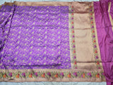 Purple Banarsi saree katan silk saree handwoven sari blouse Indian sarees Saffronfashionindia