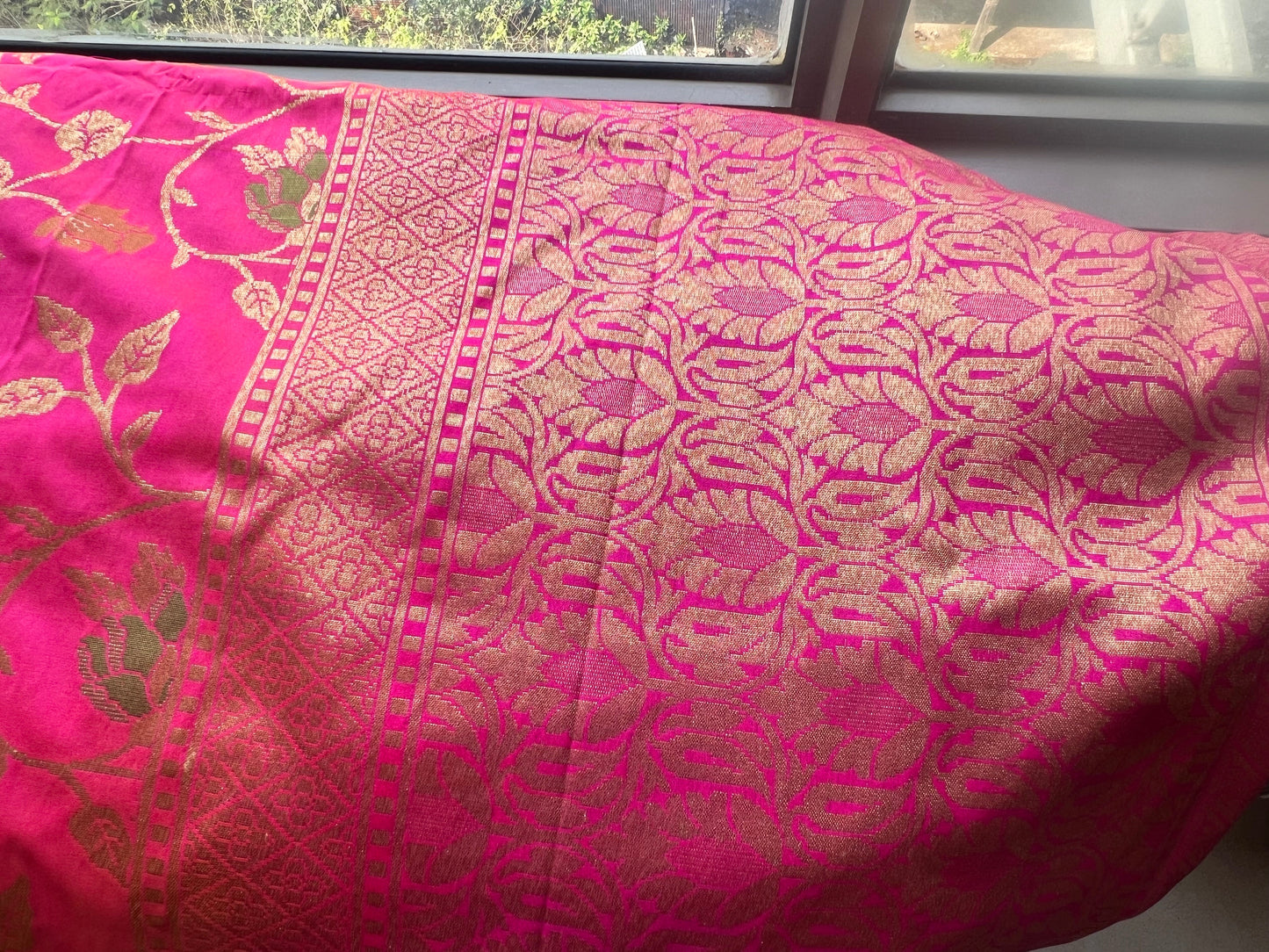 Pink Floral saree Banarsi saree silk saree SaffronFashion