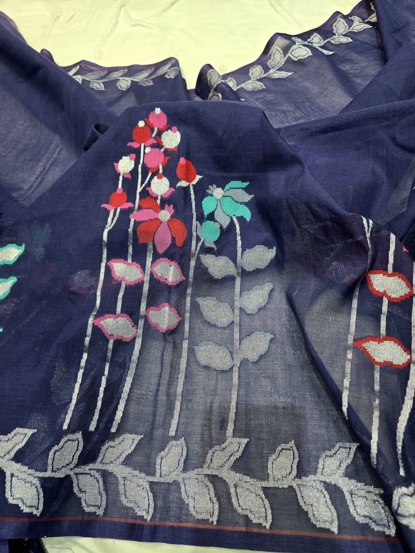 Royal iktara Jamdani saree Indian sari blouse SaffronFashion