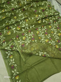 Green muslin Tantuj saree Jamdani saree Indian saree blouse