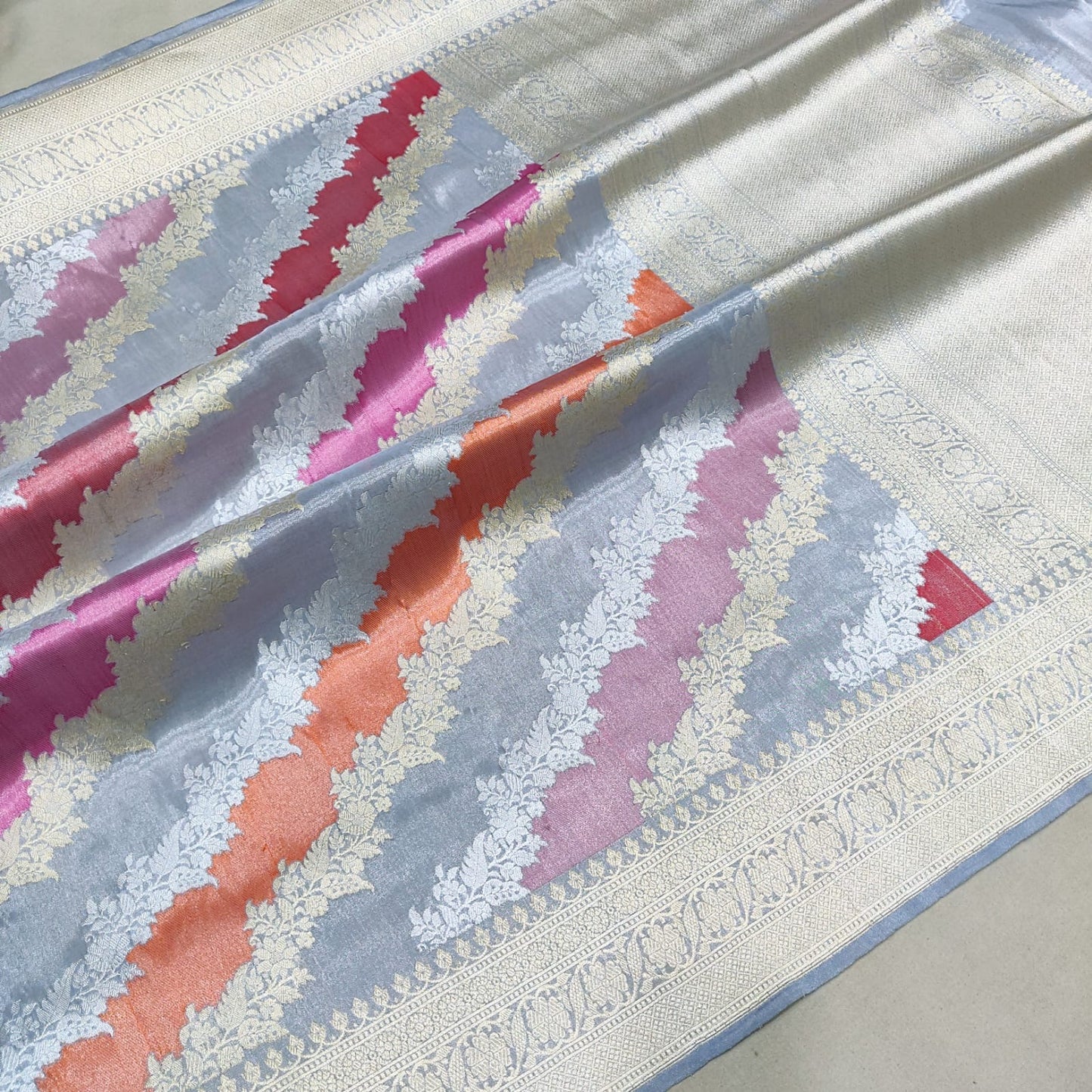 Rangkat inspired handwoven tissue silk saree - Saffronfashionindia