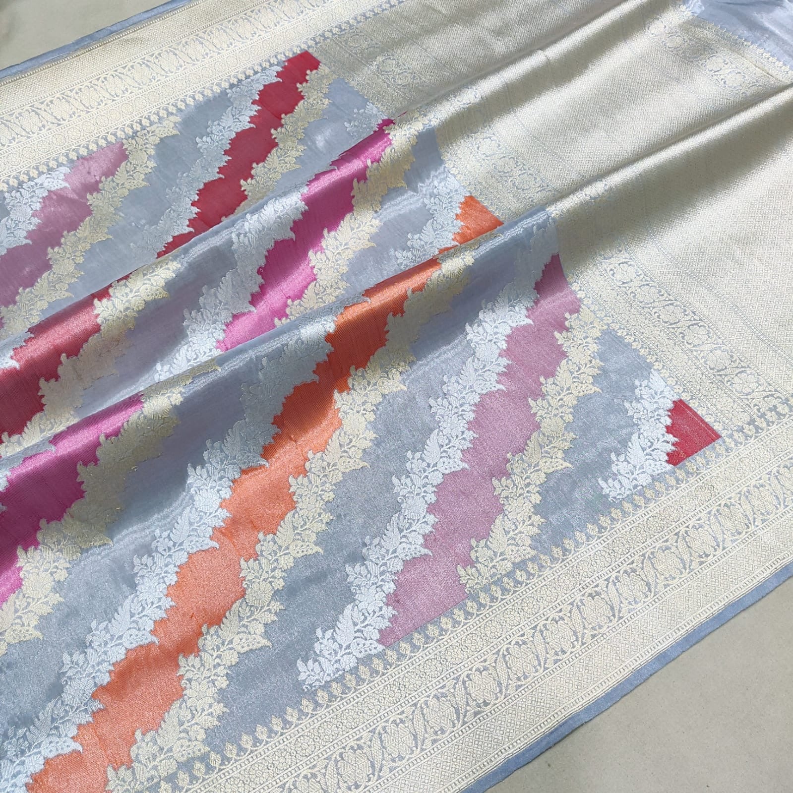 Rangkat inspired handwoven tissue silk saree - Saffronfashionindia