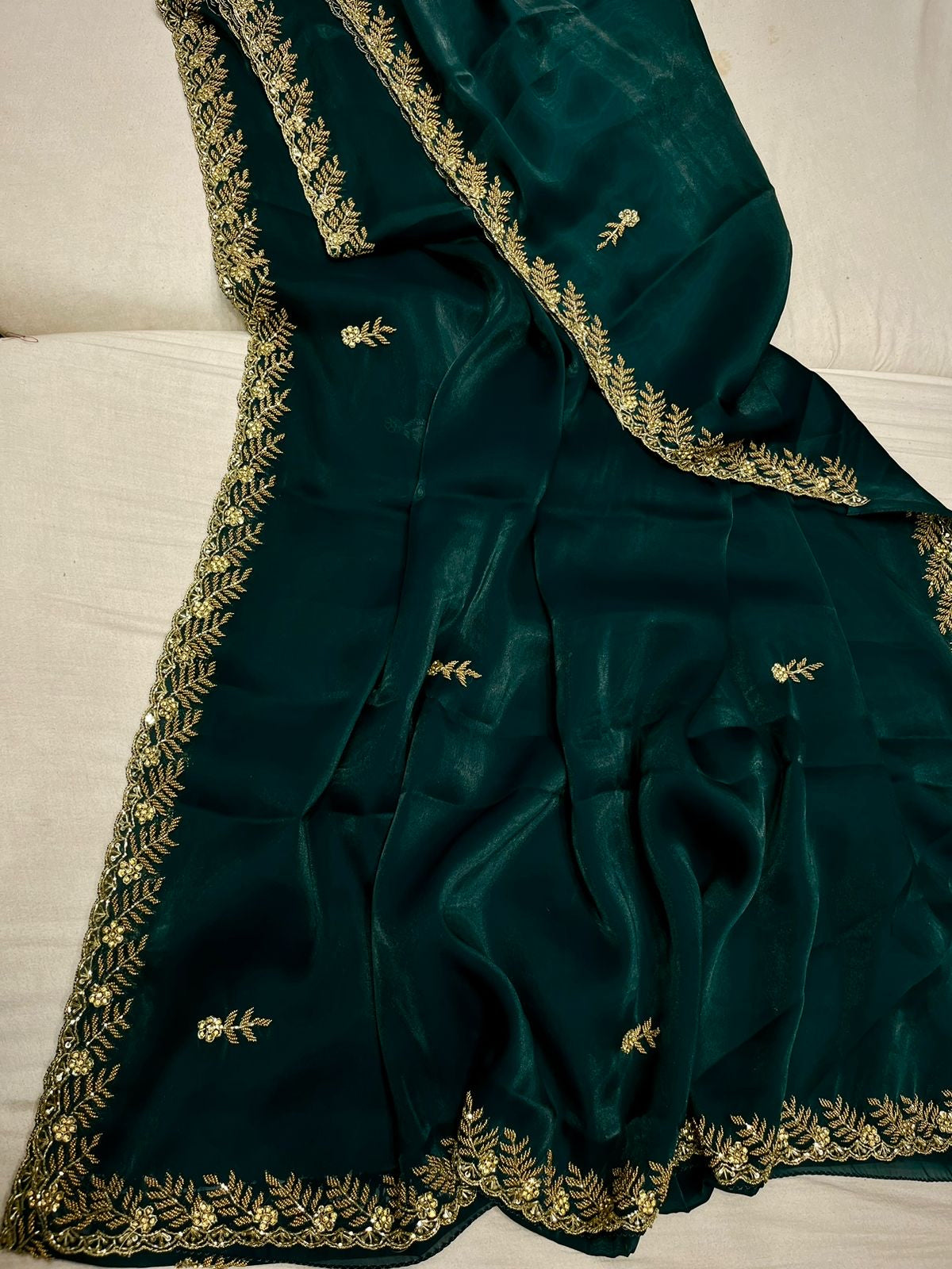 Simana tissue organza saree,,,,,reception sari - Saffronfashionindia