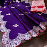 Purple Katan silk handwoven kadwa women saree