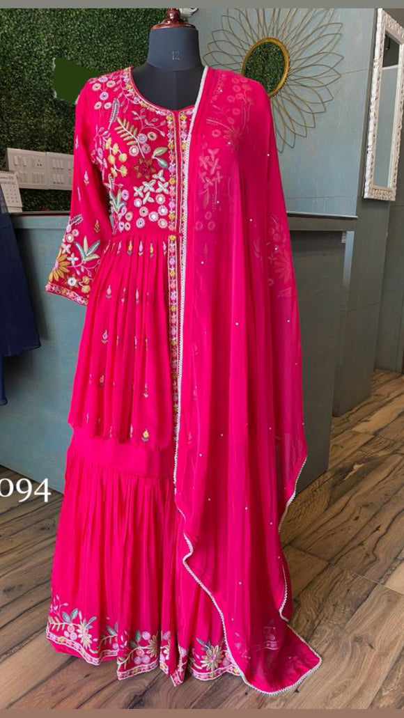 Pink Embroidered Gown Reception Partywear Dress