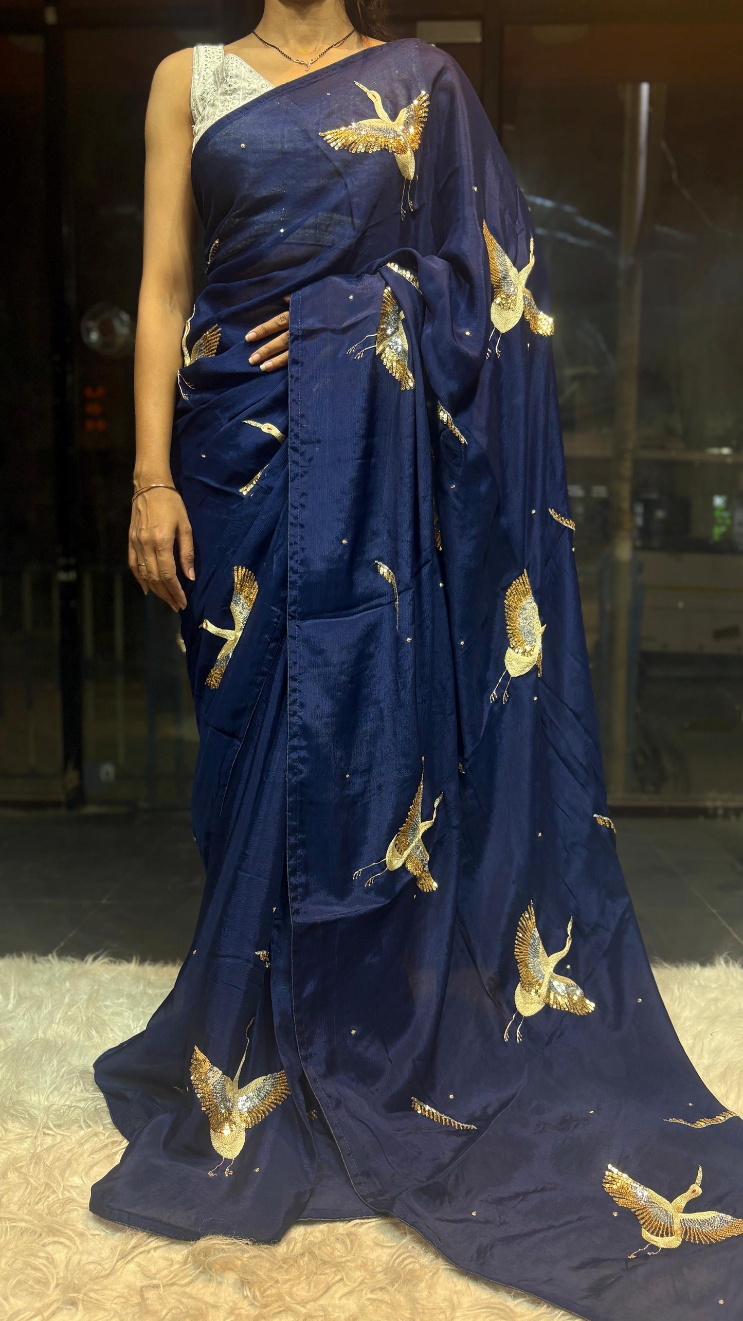 Bird inspired saree Partywear sarees Indian sari blouse Saffronfashionindia