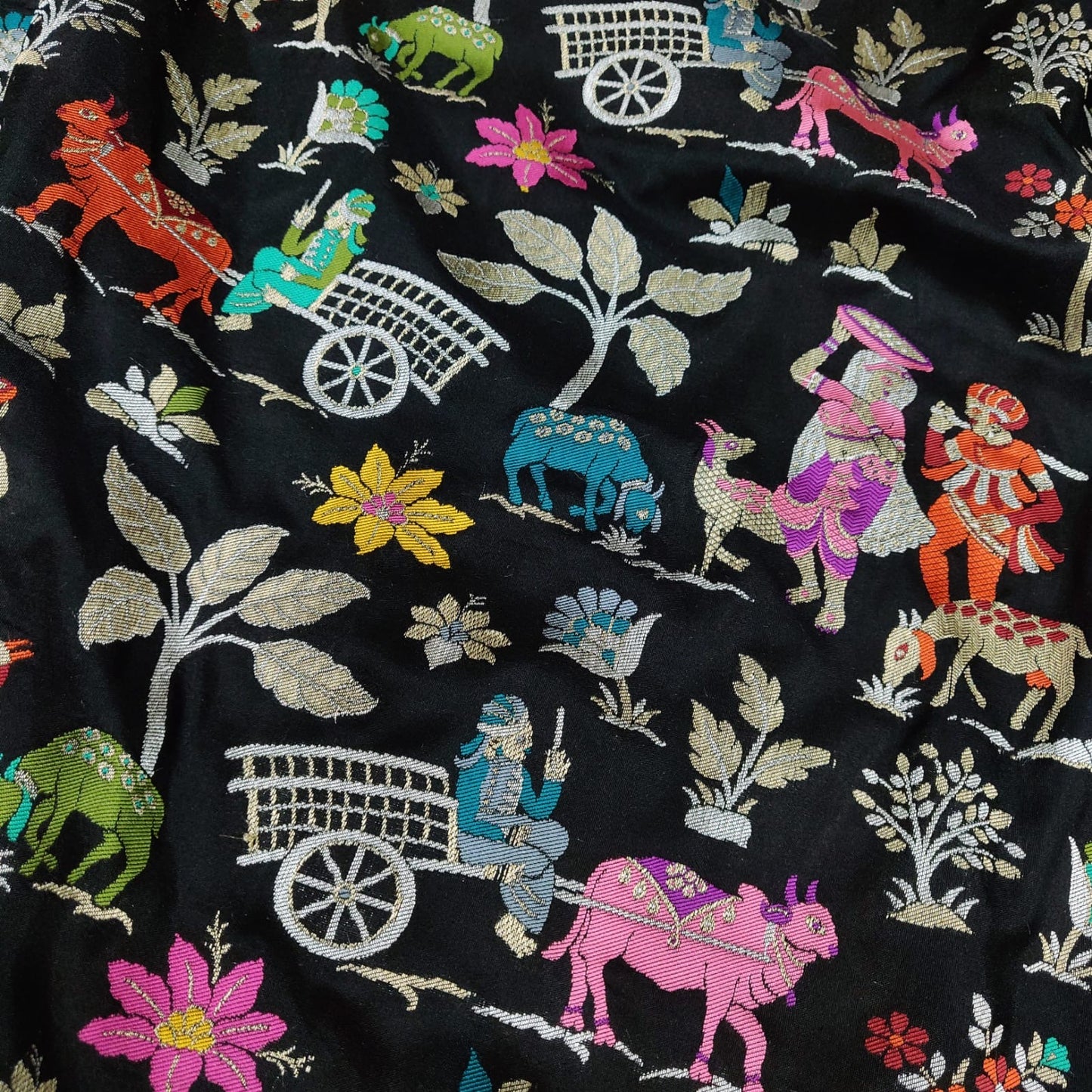 Black Katan Handwoven Zari Saree Resham Saree Indian - Saffronfashionindia