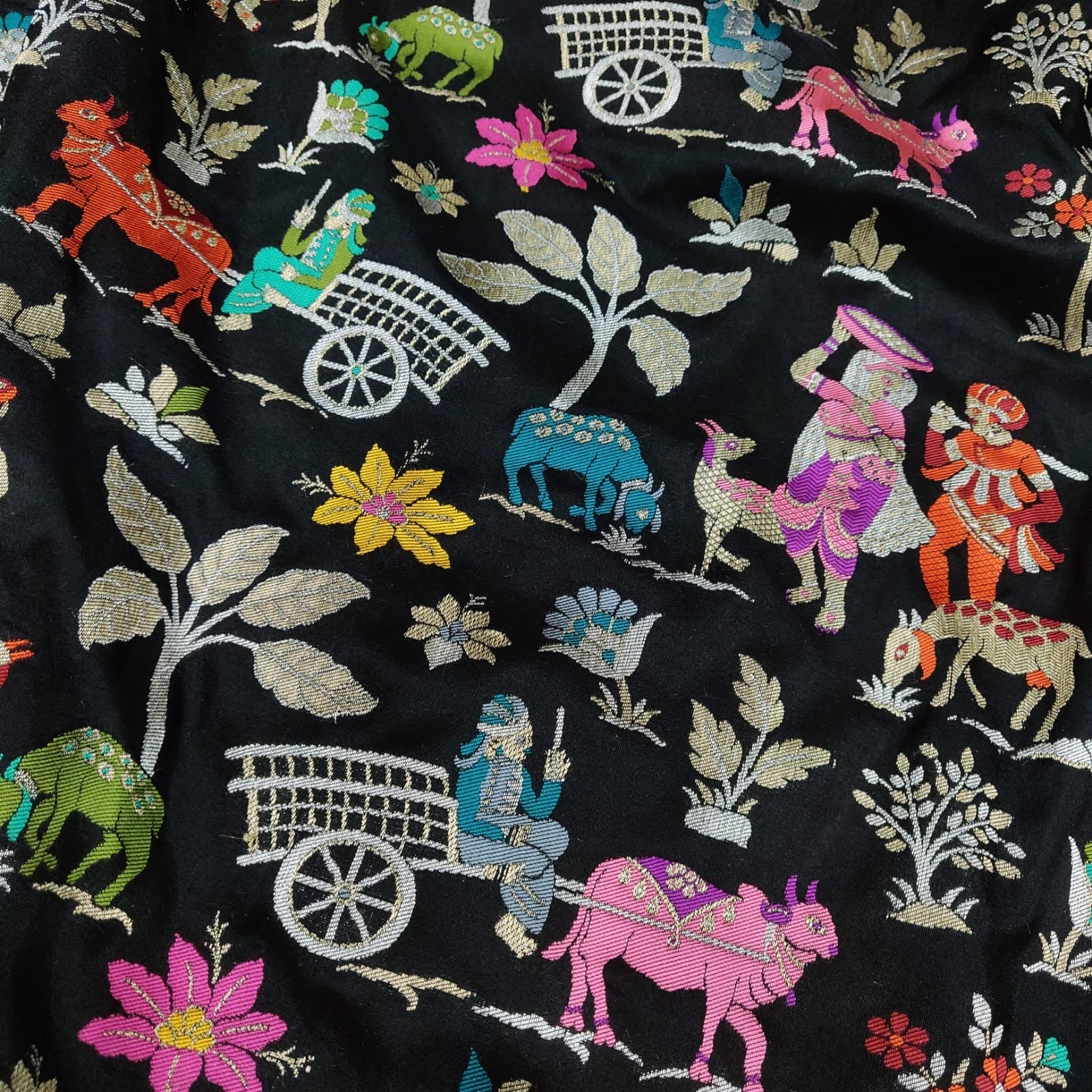 Black Katan Handwoven Zari Saree Resham Saree Indian - Saffronfashionindia