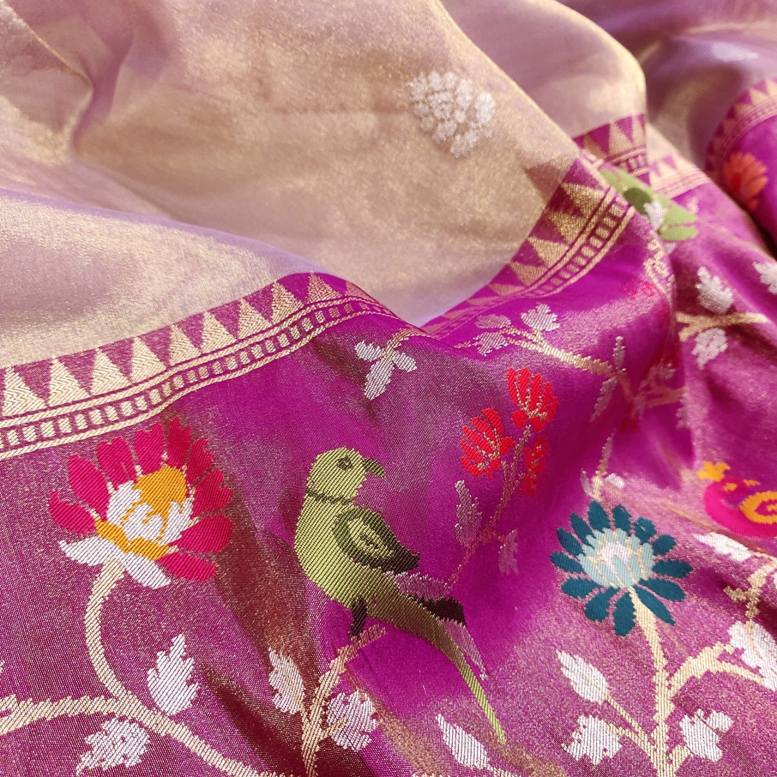 Lavita tissue handwoven zari saree - Saffronfashionindia