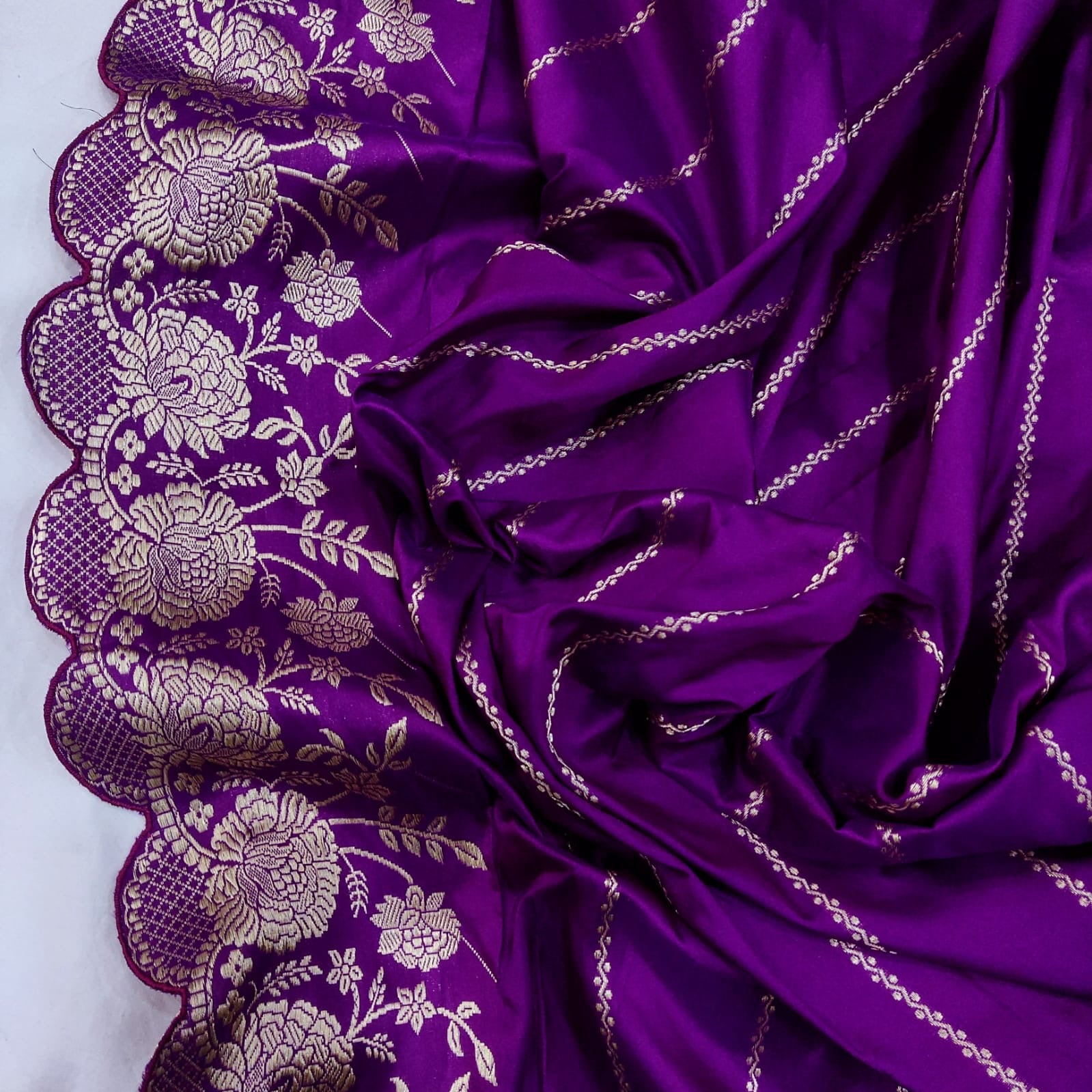 Purple katan silk saree - Saffronfashionindia