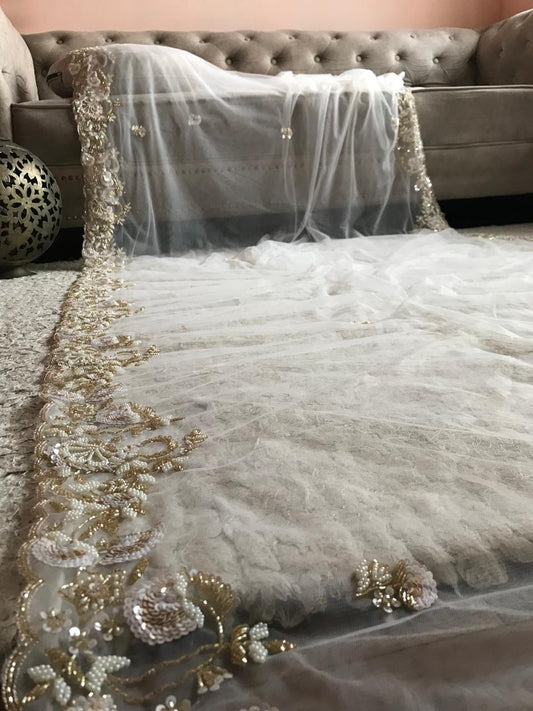 Chantilly French knot draping saree Indian sarees - Saffronfashionindia