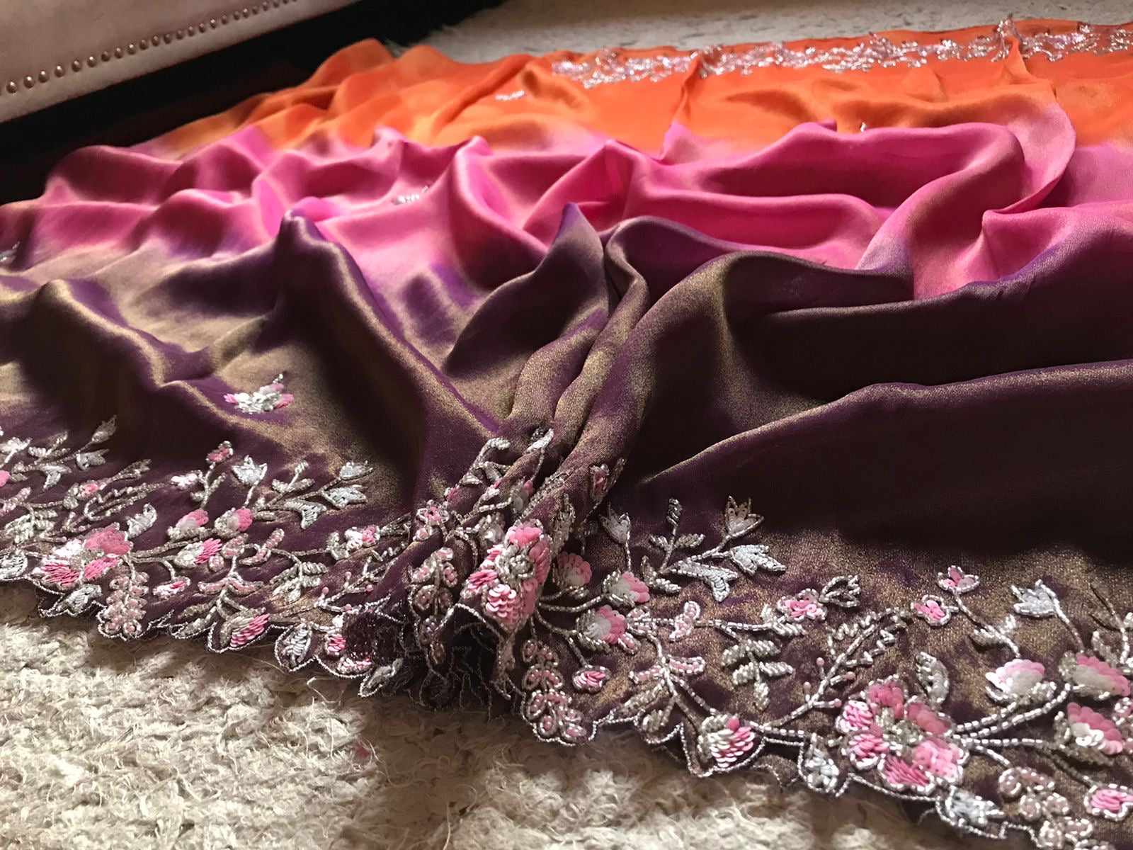 Shaded premium tissue organza sarees Indian sari - Saffronfashionindia