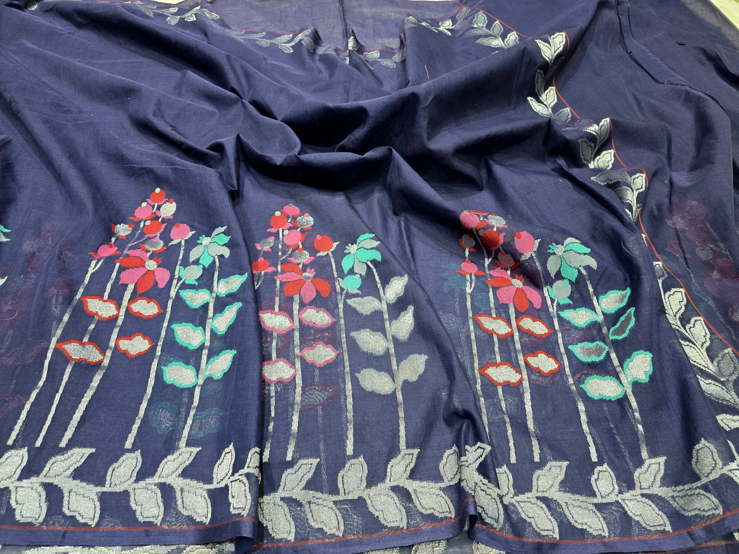 Royal iktara Jamdani saree Indian sari blouse SaffronFashion