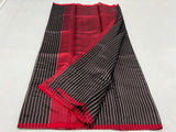 Striped Black red Chanderi saree beautiful sari