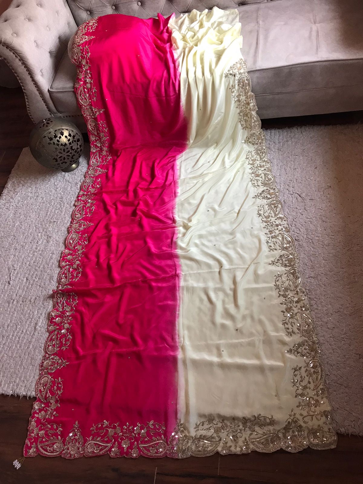 Ombre premium crepe silk saree luxury saree blouse SaffronFashion